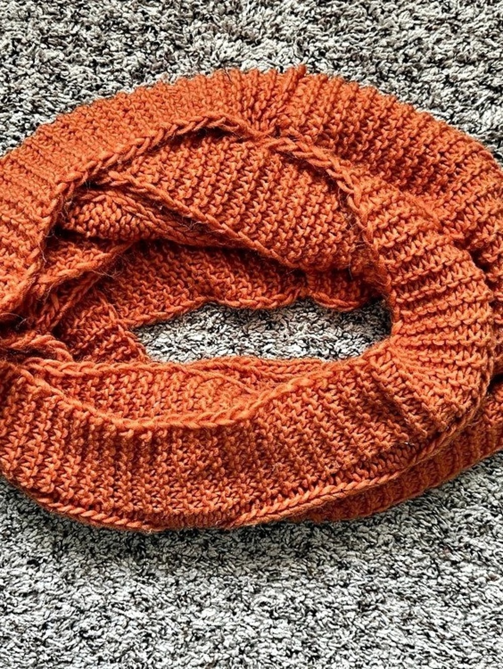 Orange Knit Circle Neck Scarf